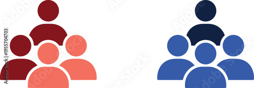 Team Group Icon Set with People Community Symbols for Collaboration, Workforce Organization, Social Network, Leadership Structure, and Business Teamwork Design