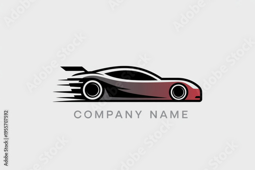 Minimalist graphic design of a sleek sports car with motion lines representing high speed travel Vector
