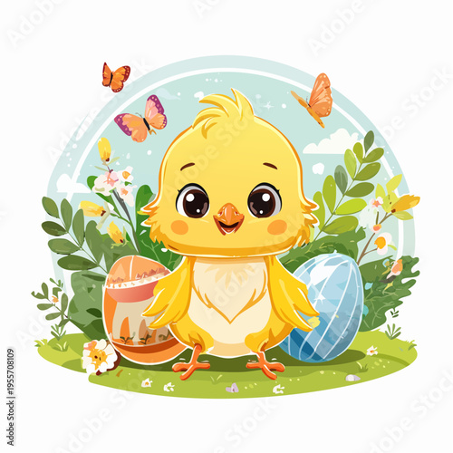 Verspielter Osterhintergrund mit niedlichen Elementen