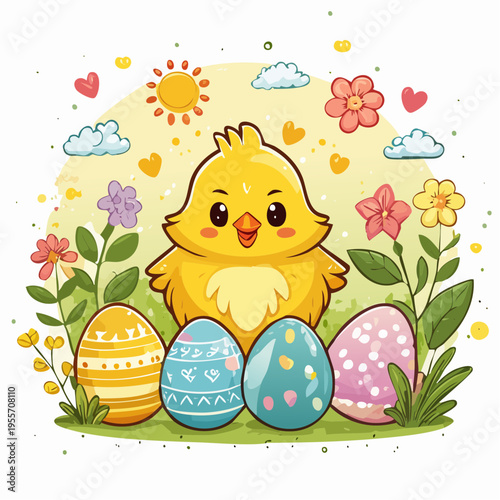 Verspielter Osterhintergrund mit niedlichen Elementen