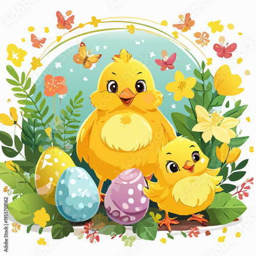 Verspielter Osterhintergrund mit niedlichen Elementen