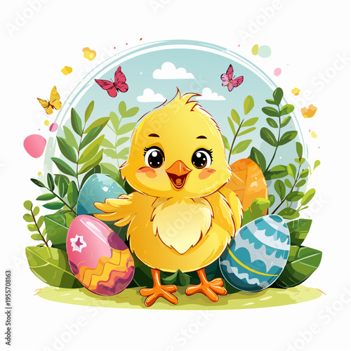Verspielter Osterhintergrund mit niedlichen Elementen
