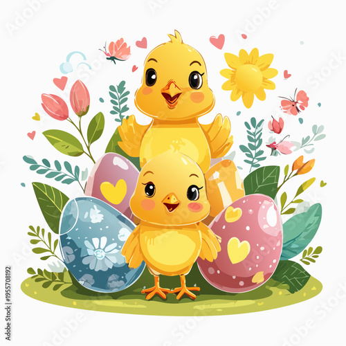 Verspielter Osterhintergrund mit niedlichen Elementen