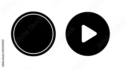 Vector illustration of black record and play buttons