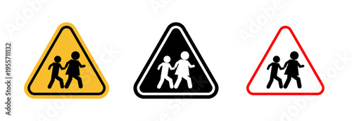 School crossing sign in flat style. Basic vector symbol illustration