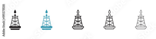 Shale gas rig icon in flat style. Basic vector symbol illustration