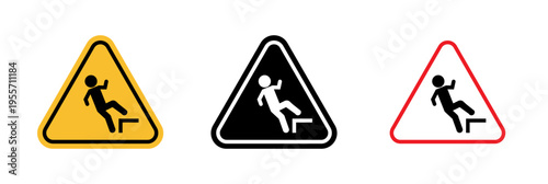 Slip Warning sign in flat style. Basic vector symbol illustration
