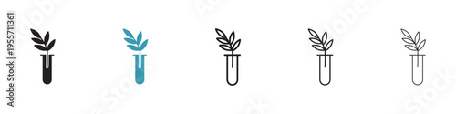 Test tube with plant icon in flat style. Basic vector symbol illustration
