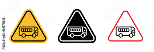 Tramway caution traffic sign in flat style. Basic vector symbol illustration