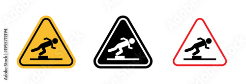 Tripping hazard warning sign in flat style. Basic vector symbol illustration