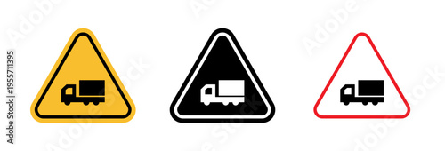 Truck warning sign in flat style. Basic vector symbol illustration