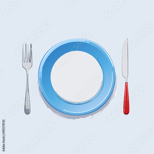 Schlichter Teller mit Besteck
