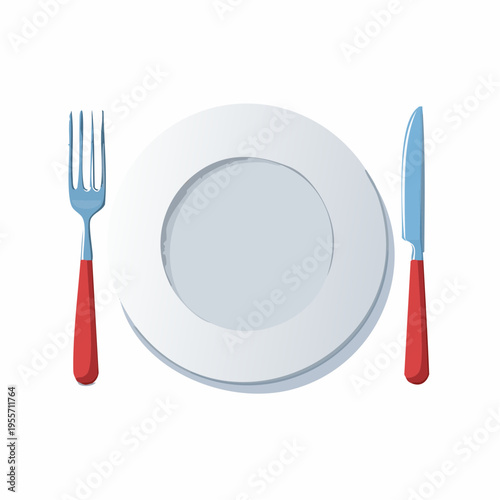 Schlichter Teller mit Besteck