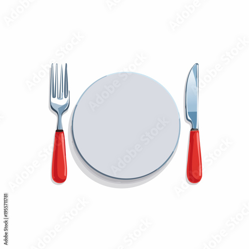 Schlichter Teller mit Besteck