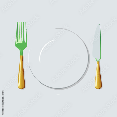 Schlichter Teller mit Besteck