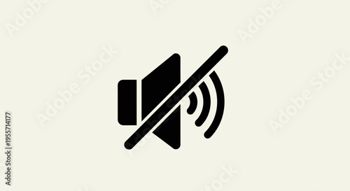 Tableau sur toile Minimalist mute or no sound icon in solid black silhouette style.
