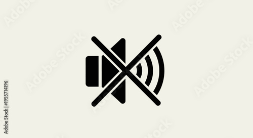 Minimalist mute or no sound icon in solid black silhouette style.