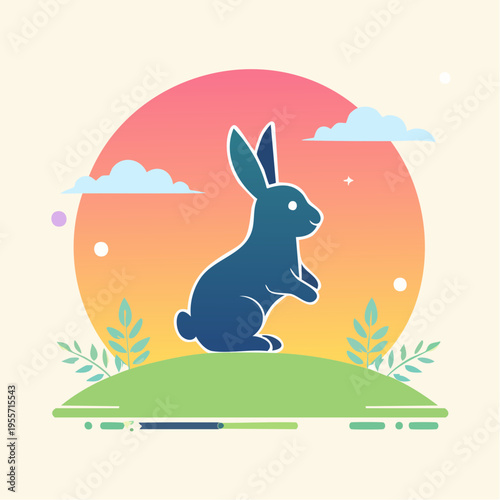 Minimalistischer Osterhintergrund mit Hasensilhouette