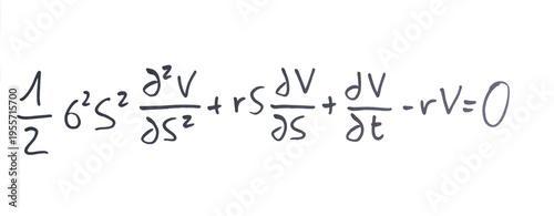 equations: the Block Scholes model written in black marker