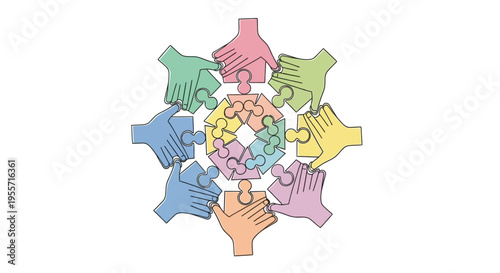 Diverse hands holding globe puzzle.