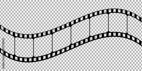 Film strip background with retro photo and cinema frames. Movie reel or video strip roll design. Vector illustration for media, film, and photography projects.eps10