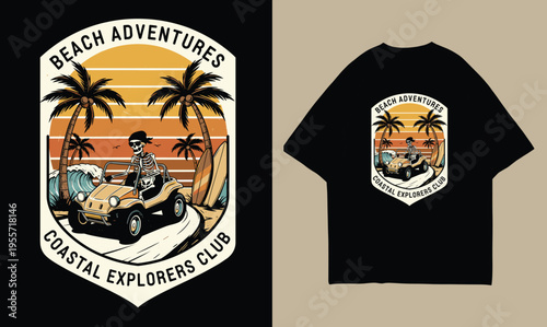 Retro Tropical Summer Vacation Emblem for T-Shirt and Apparel Design