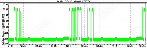 Vector graph of dependence of digital electrical
signal from time isolated on transparent background.
Measurement of voltage, amplitude, frequency on
paper sheet. Modeling oscillation on oscilloscope.