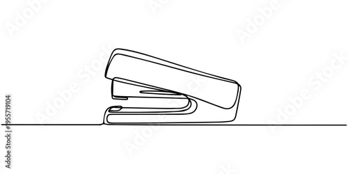 continuous one line drawing Vector illustration of a single metal stapler