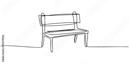 continuous one line drawing Vector illustration of a single line drawn wooden bench
