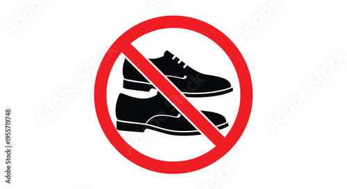 No shoes allowed a prohibition sign with footwear silhouette