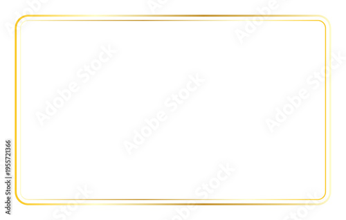 Luxury Gold Rounded Rectangle Border Frame Isolated on Transparent Background PNG