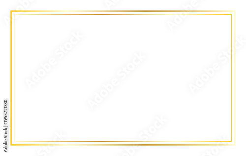 Elegant Gold Line Rectangle Frame Border Isolated on Transparent Background PNG