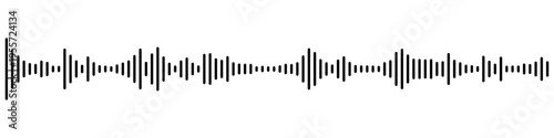 Linear audio spectrum and sound waveform, black isolated.