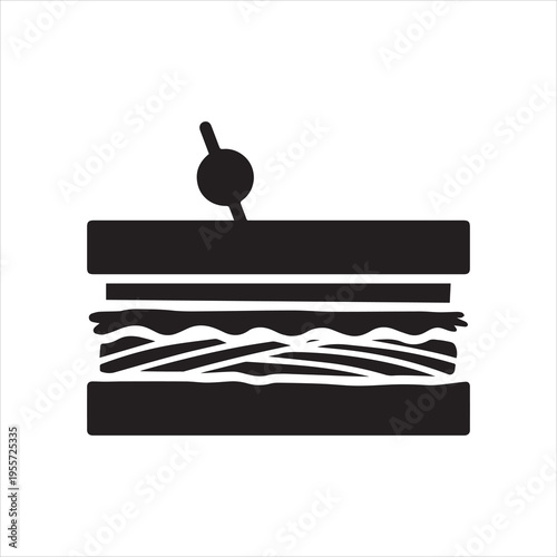 Sandwich with meat, lettuce and tomatoes flat vector icon for food apps and websites