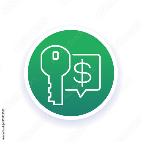 Key money, rent payment line icon