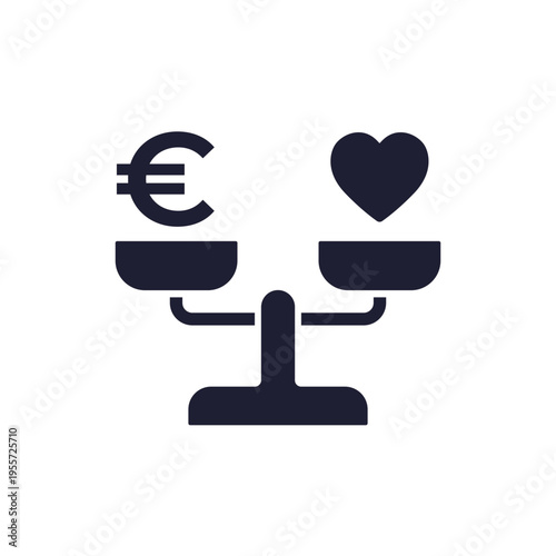 work life balance icon with scales and euro