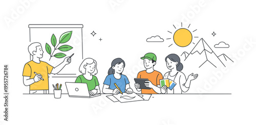 A design workflow scenario where a small creative team prepares a collection of natural elements for visual projects such as educational materials and environmental communication