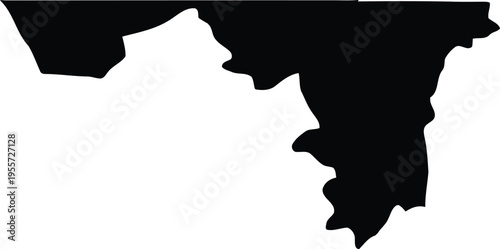 Foto A simple black silhouette map outline of the us state of maryland on a plain whi