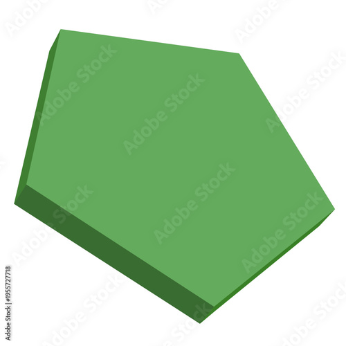 3D image of a green pentagonal prism. Geometric cubic shape with depth. Image of a modern polygonal prism..ai