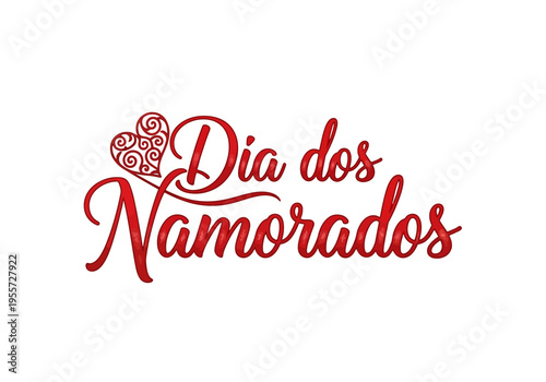 Dia dos namorados logo with red hearts