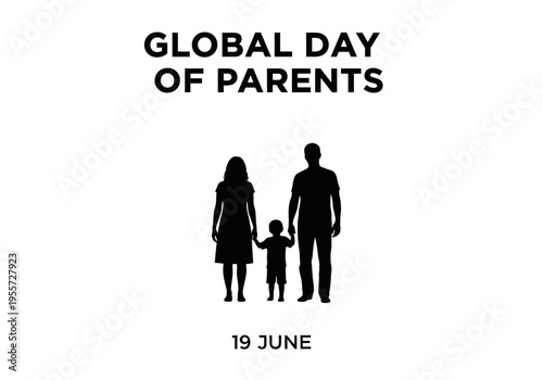 Global day of parents logo with family silhouette