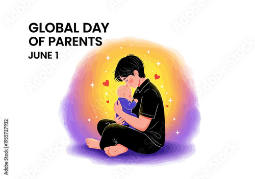Global day of parents illustration with parent and child