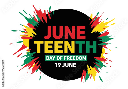 Juneteenth day of freedom celebration logo with colorful design