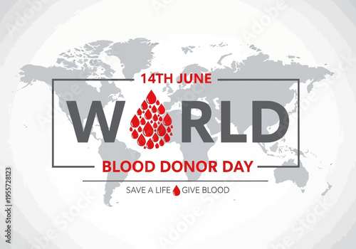 World blood donor day globe with blood drop