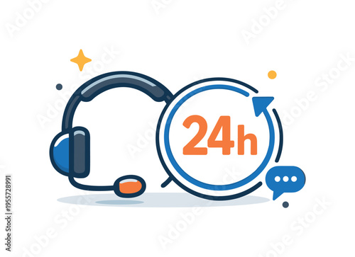 Reliable customer service available at any time providing assistance and problem solving for clients in a modern digital business environment, a simple headset with microphone