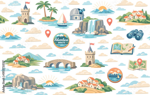 Dream destination planning and peaceful global wandering with calm scenic landmark atmosphere