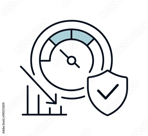 Investment portfolio monitoring and financial volatility tracking supporting informed actions in dynamic market conditions, a rounded dashboard style gauge aligned with a subtle