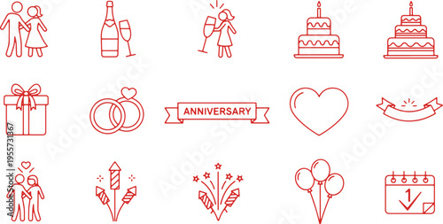 Iconic illustrations celebrating love and special anniversaries
