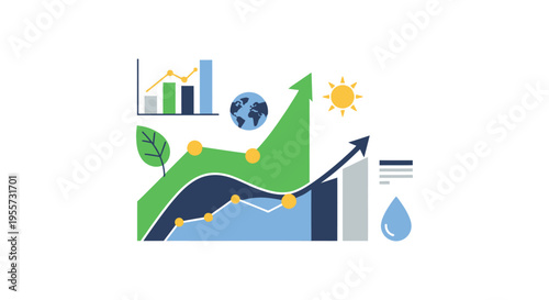 Sustainable ESG Growth Chart Illustration. Environmental and Economic Data Analysis Visualization.