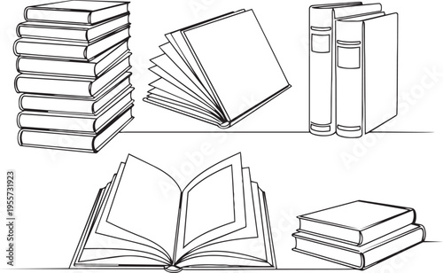 Illustrations of various books and reading materials in different forms